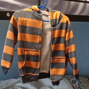 Wonderkids Orange and Gray Striped Hoodie